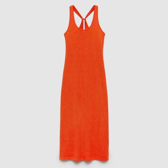 Mango orange cross back knitted dress NWT - Picture 2 of 5
